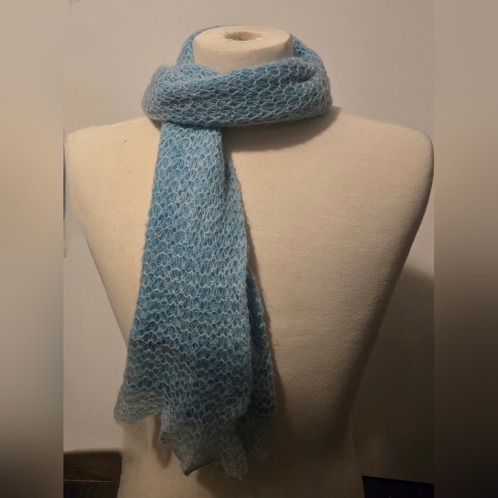 NWOT: Beautiful Vintage Turquoise/Aqua Mohair Scarf; Italian Made & Bought; NEW!